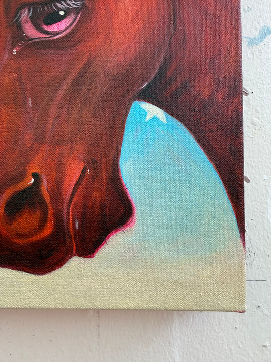 Star detail — pink eye and floating star pattern