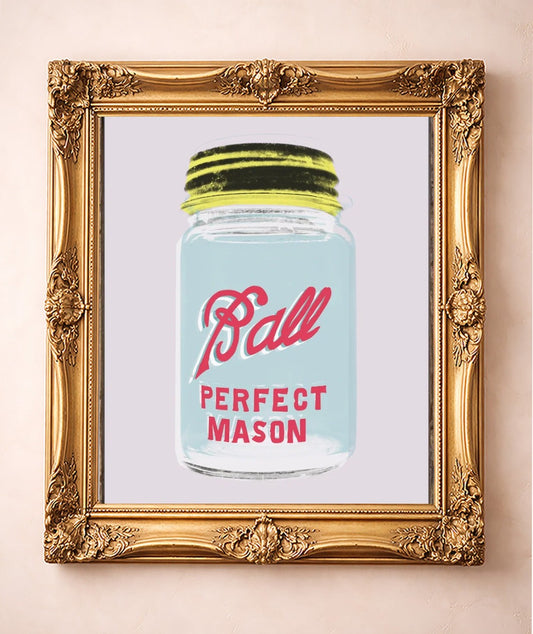 Ball Jar — art print by Betsy Crum in a gold frame
