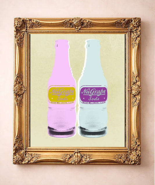 NuGrape Soda — art print by Betsy Crum in a gold frame