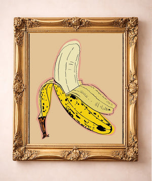 Peeled Banana Pop Print — art print by Betsy Crum in a gold frame