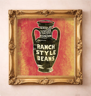 Ranch Style Beans Amphora — art print by Betsy Crum in a gold frame