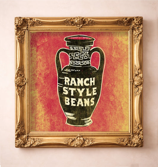 Ranch Style Beans Amphora — art print by Betsy Crum in a gold frame