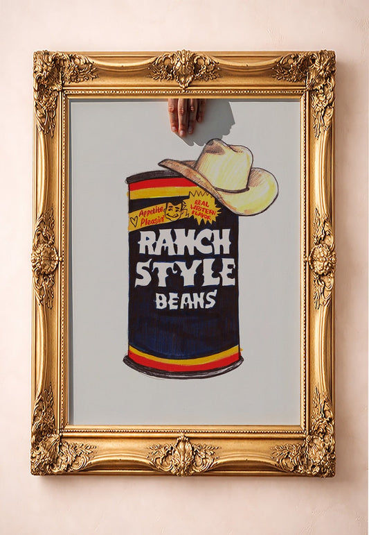 Ranch Style Beans Sketchbook — art print by Caya Crum in a gold frame