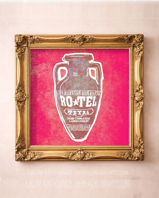 Ro-Tel Can — square art print by Betsy Crum in a square gold frame