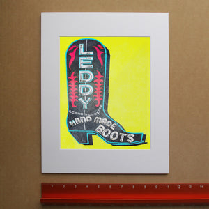 Fort Worth Art Prints — Leddy Boot Print in Yellow - Fort Worth’s Finest Pop Art and Decor | Betsy Crum Art