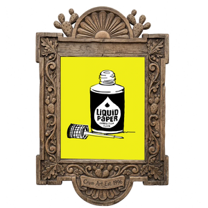 Liquid Paper — office wall art print by Betsy Crum in a carved wood frame