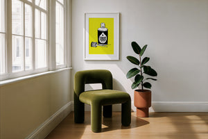 Liquid Paper office wall art print by Betsy Crum — framed with velvet mat