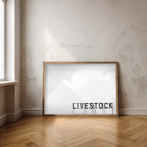Western wall art Livestock Sign print by Betsy Crum framed room mockup