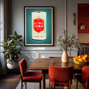 Lone Star Nine Cans Pop shown framed by Crum Art