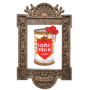 Lone Star in a Red Cowboy Hat — art print by Caya Crum in a carved wood frame