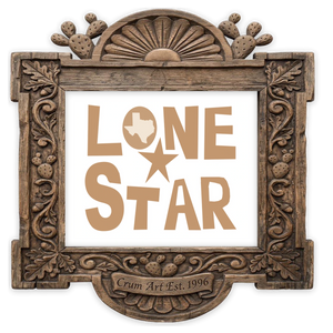 Typography Art | Lone Star Texas Type | Betsy Crum — art print in a carved wood frame, Crum Art