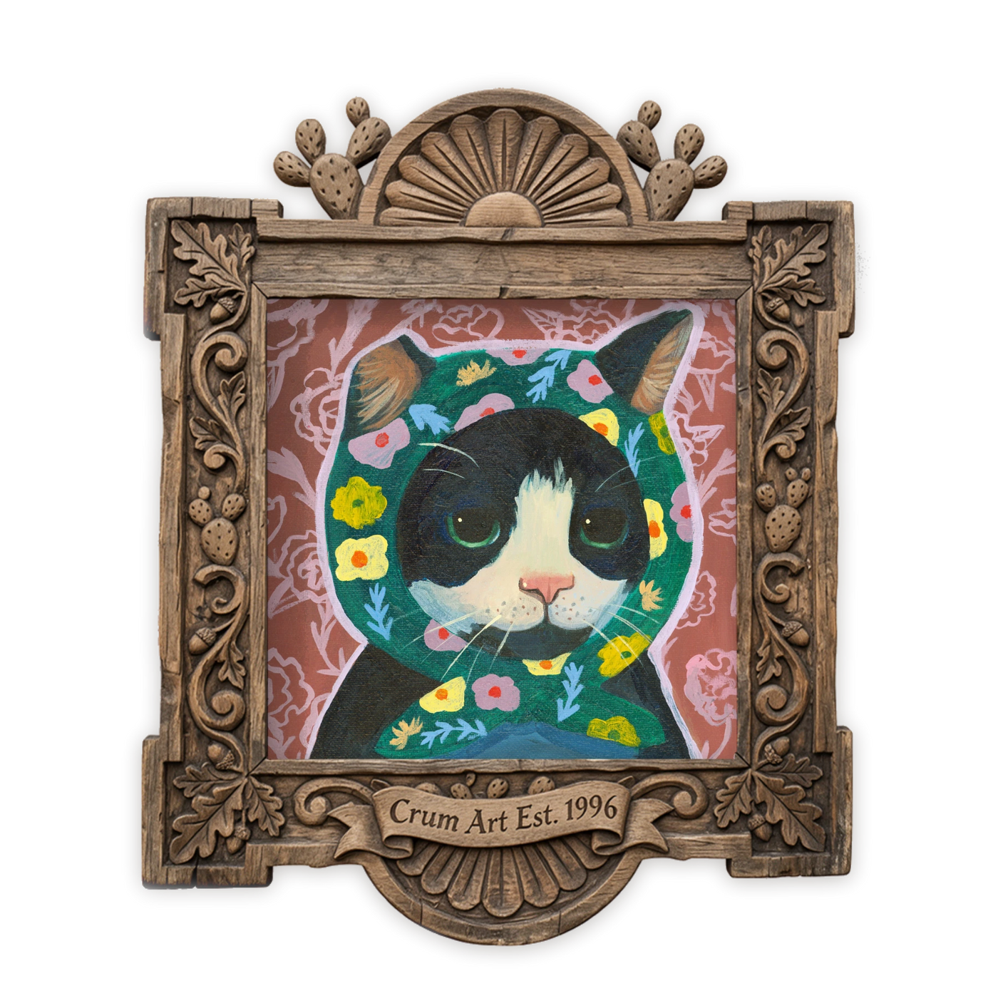 Little Mama — art print by Caya Crum in a carved wood frame