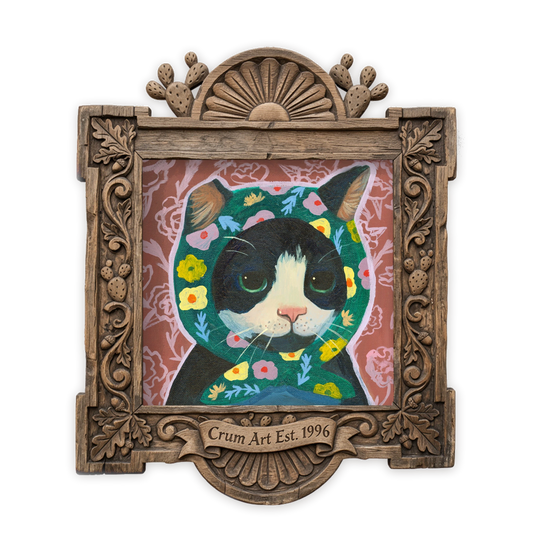 Little Mama — art print by Caya Crum in a carved wood frame