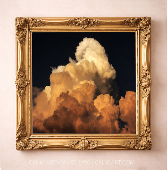 Thunderhead at Sunset — big sky art print by Betsy Crum in a square gold frame