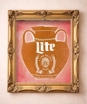Miller Lite Amphora — art print by Betsy Crum in a gold frame
