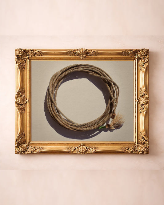 Modern lasso lariat western photography print by Carl Crum in a gold frame