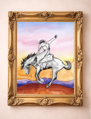 Bronc Buster Poster shown framed by Crum Art