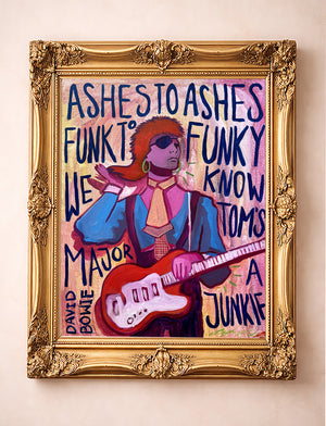 David Bowie Art Ashes to Ashes Lyric Fan Art  | Lyrics and Quotes Print  | Caya Crum