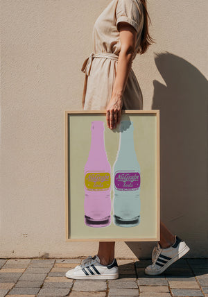 NuGrape Soda kitchen art print by Betsy Crum — framed with velvet mat