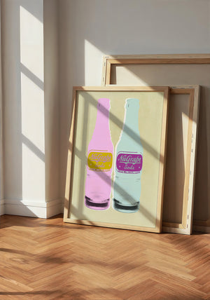 NuGrape Soda kitchen art print by Betsy Crum — neutral frame room mockup