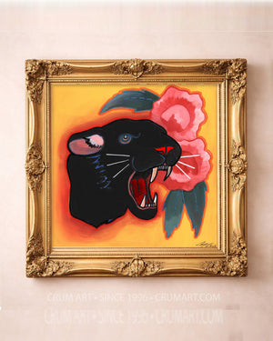 Panther City Print — square Fort Worth art print by Caya Crum in a square gold frame