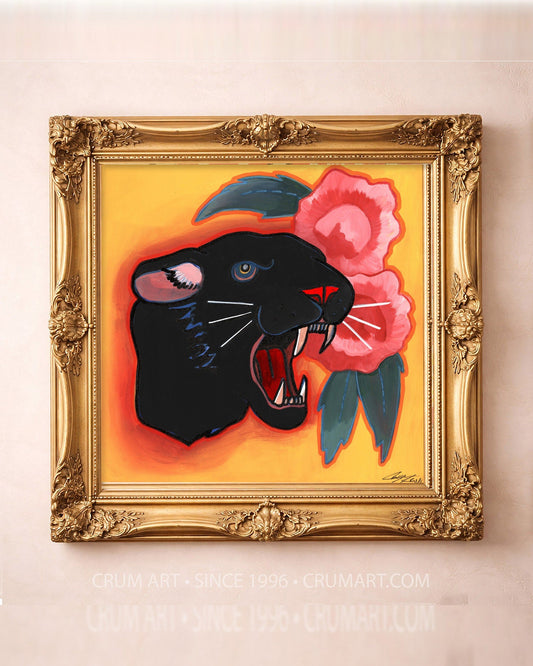 Panther City Print — square Fort Worth art print by Caya Crum in a square gold frame