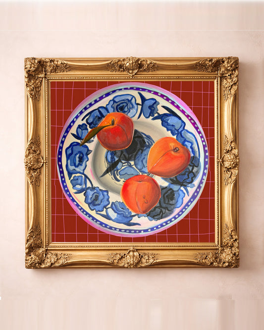 Parker County Peaches — square kitchen art print by Caya Crum in a gold frame