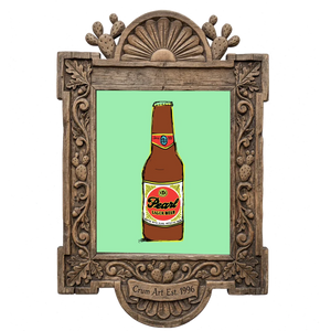 Pearl Neon Line — San Antonio art print by Betsy Crum in a carved wood frame