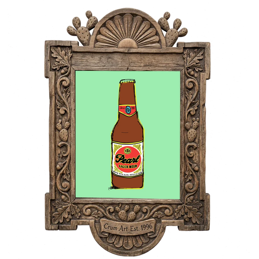 Pearl Neon Line — San Antonio art print by Betsy Crum in a carved wood frame