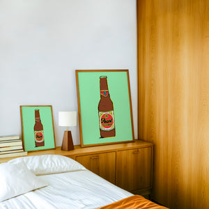 Pearl Neon Line San Antonio art print by Betsy Crum — framed in a wood-accent room