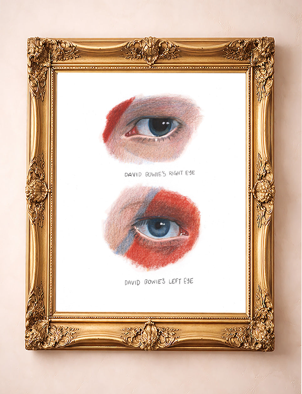 David Bowie Matchbox And Eyes Set shown framed by Crum Art