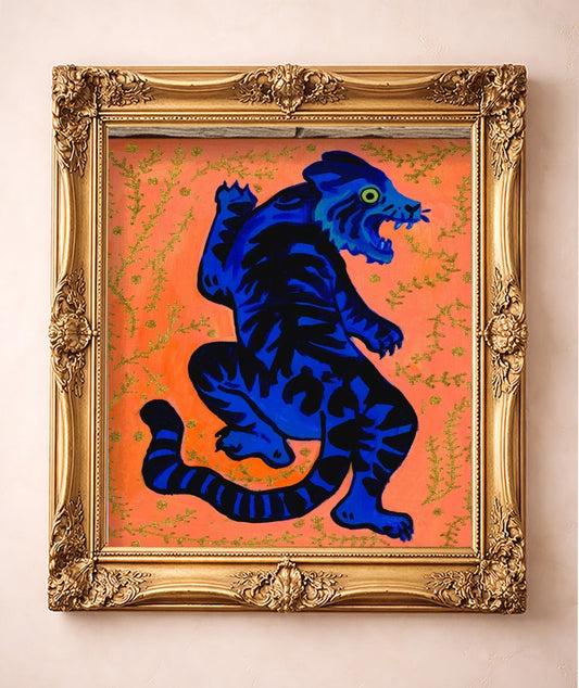 Pop Art Tiger — art print by Caya Crum in a gold frame