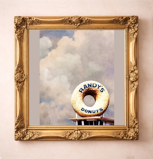 Randy's Donuts Los Angeles — art print by Betsy Crum in a gold frame