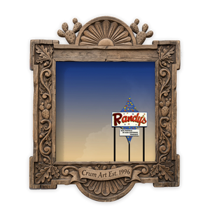 San Antonio Art | Randy's Bingo Print, Square | Betsy Crum — art print in a carved wood frame, Crum Art