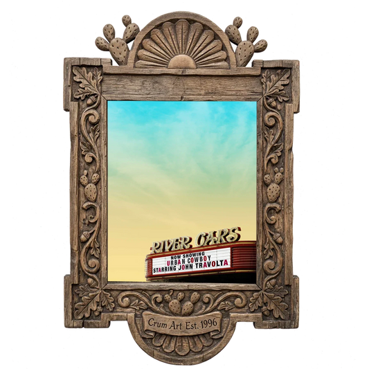 River Oaks Theatre — Houston art print by Betsy Crum in a carved wood frame