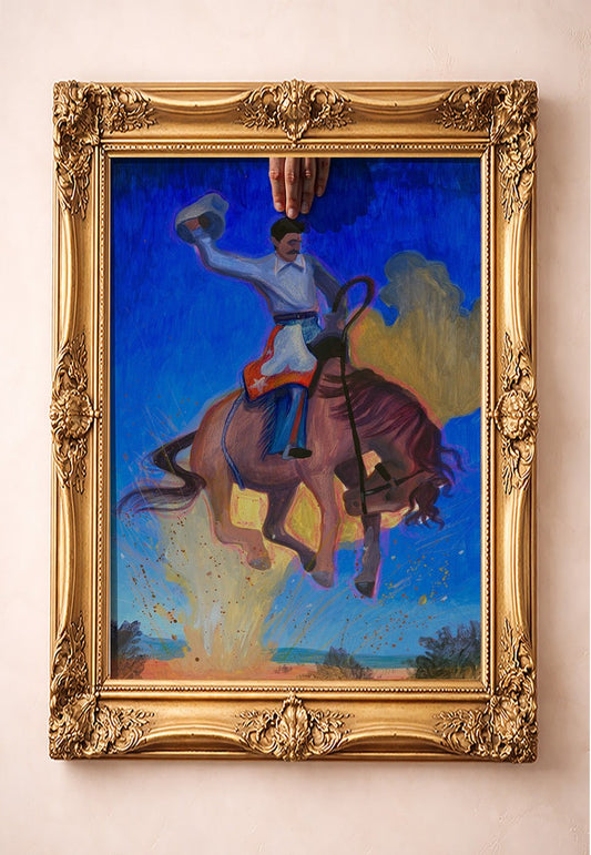 Bronco Buster Night — art print by Caya Crum in a gold frame
