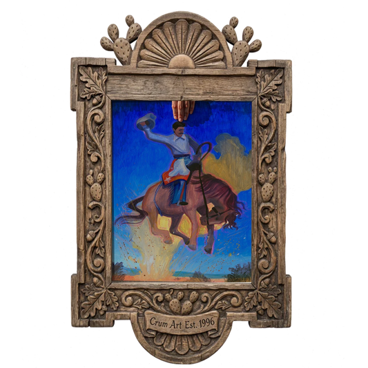 Bronco Buster Night — art print by Caya Crum in a carved wood frame