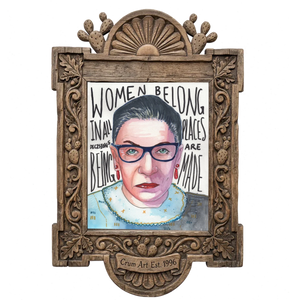Ruth Bader Ginsburg Quote — feminist art print by Caya Crum in a carved wood frame