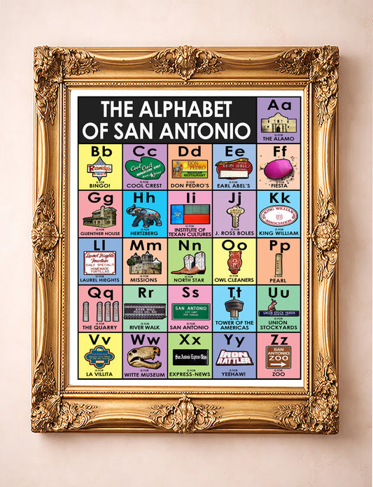 San Antonio Alphabet Art Print | Betsy Crum Art