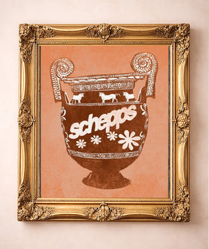 Schepps Milk Amphora — art print by Betsy Crum in a gold frame