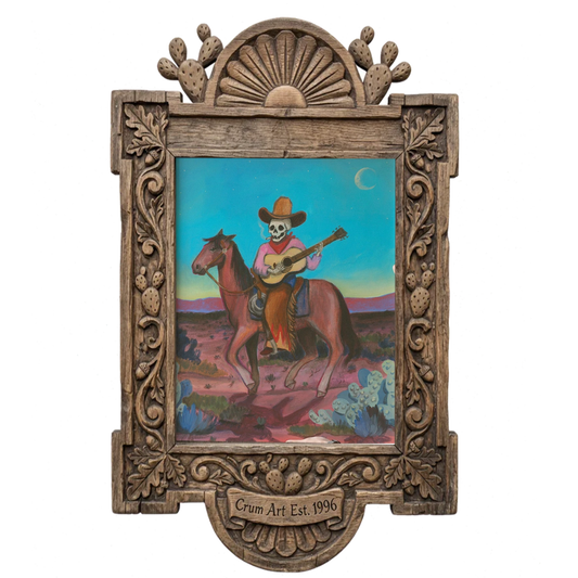 Skeleton Highwayman — art print by Caya Crum in a carved wood frame