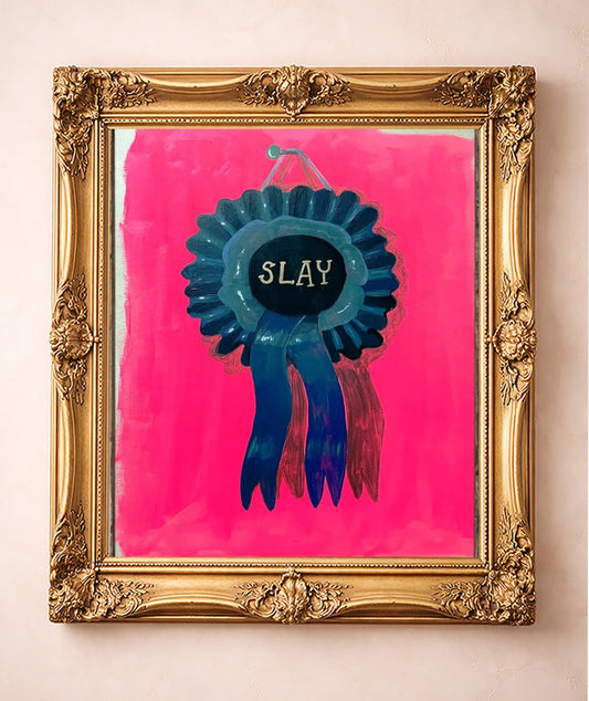 Slay Ribbon — art print by Caya Crum in a gold frame