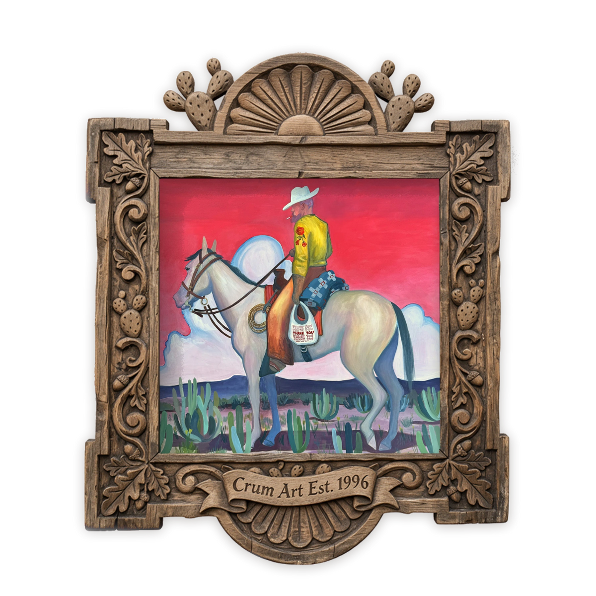 Buck Shot — art print by Caya Crum in a carved wood frame
