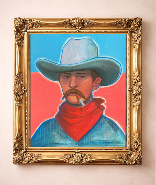 Red Headed Stranger — art print by Caya Crum in a gold frame