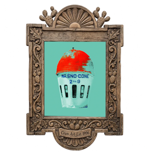 Mr Sno Cone — Fort Worth art print by Betsy Crum in a carved wood frame