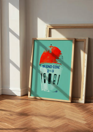 Mr Sno Cone Fort Worth art print by Betsy Crum — neutral frame room mockup