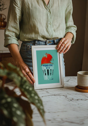 Mr Sno Cone Fort Worth art print by Betsy Crum — neutral frame room mockup