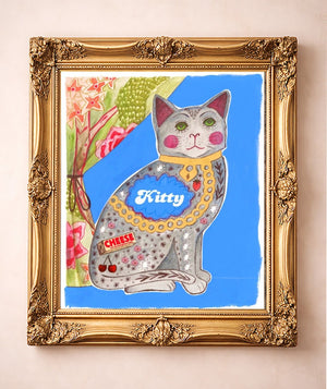 Preppy Staffordshire Cat — art print by Caya Crum in a gold frame