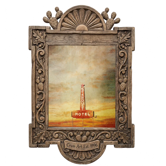 Stardust Sign — Marfa art print by Betsy Crum in a carved wood frame