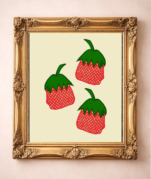 Strawberry Candy Nostalgia — art print by Betsy Crum in a gold frame